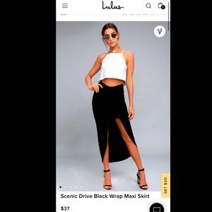 Lulus Scenic Drive Black Wrap Maxi Skirt